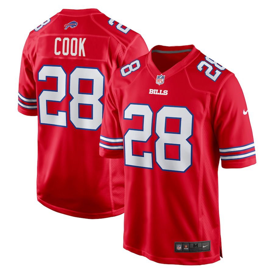 Men Buffalo Bills 28 James Cook Nike Red Alternate Game NFL Jersey